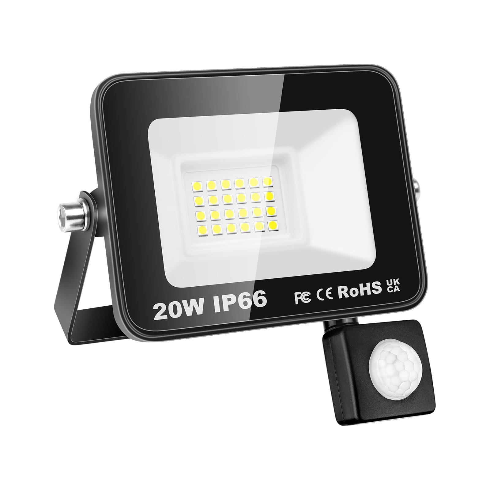 SKYWORLD 20W Faretto LED da Esterno con Sensore di Movimento,IP66 Impermeabile Faretto Led Esterno 2 pezzi,Bianco Caldo Faretti LED Esterno per Giardino Garage Strada Patio Terrazza Cortile