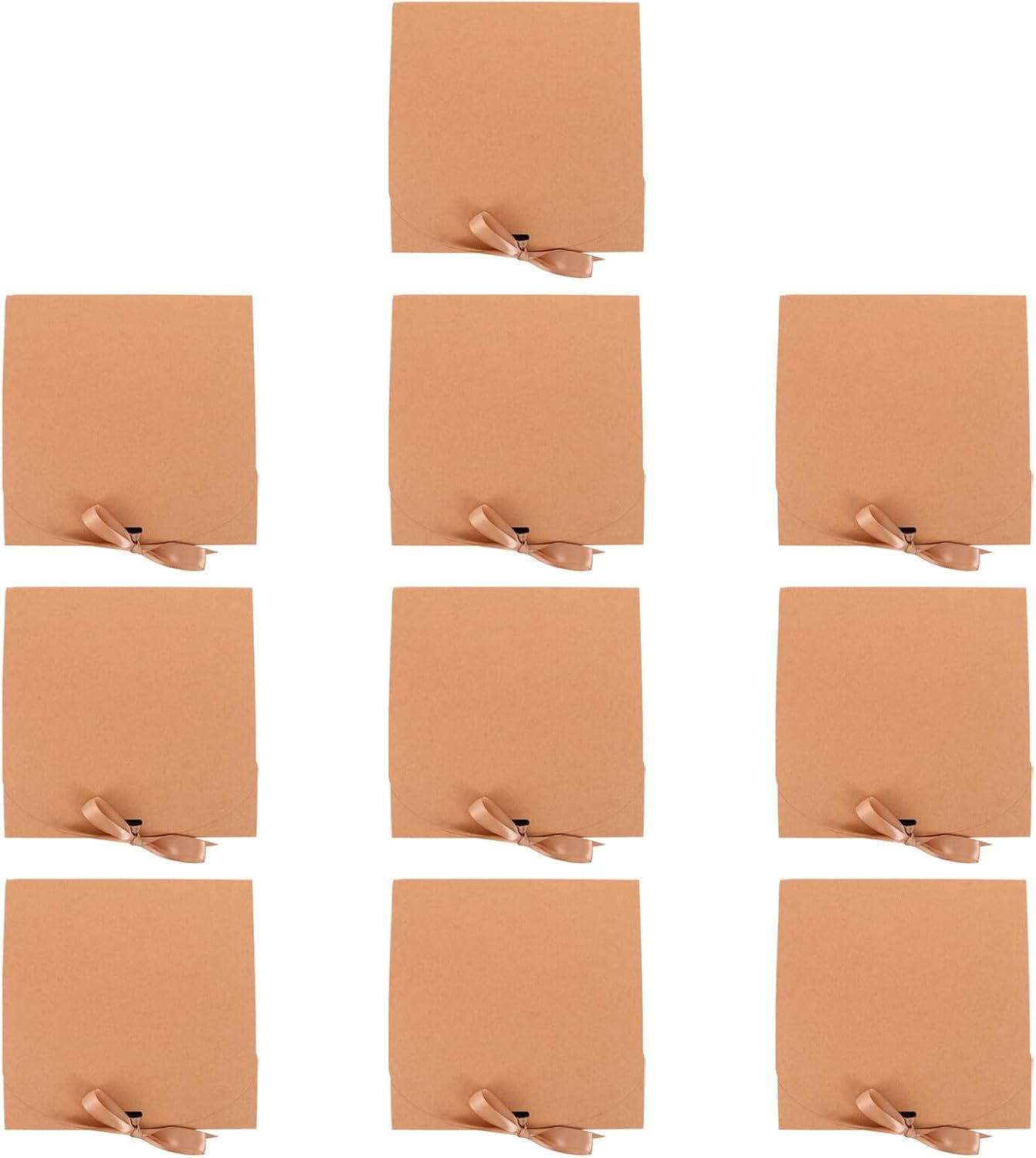 Abaodam 10pcs Kraft Paper Boxes with Ribbon Closure, Small Decorative Wrapping Boxes 20x20x10cm for Wedding Candy, Birthday Party, and Bridesmaid Favors