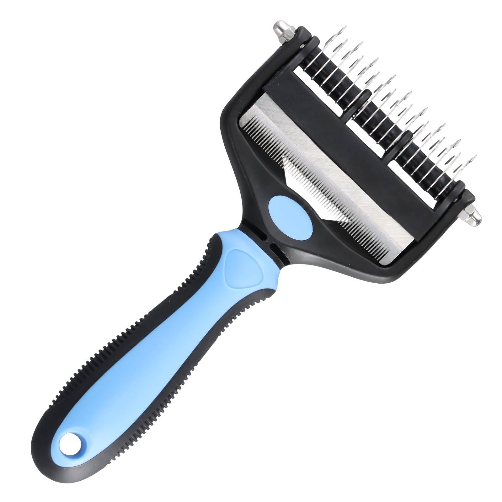 Undercoat Rake for Dogs Cats Reduce Shedding, Double Sided Grooming Dematting Tool with Stainless Steel Teeth, Professional Deshedding Comb Removes Knots Tangled Hair, Pet Brush for Horse