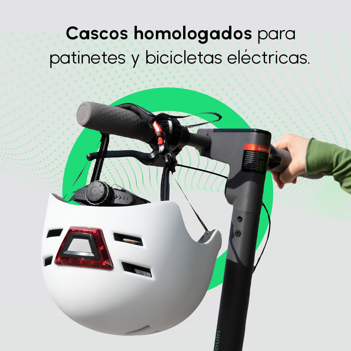Youin Casco Homologado con LED Frontal y Trasero - Color Blanco - Talla M (52-58cm)- Protección y Visibilidad para Patinetes y Bicicletas - Ventilación Ajustable - Diseño Ligero y Ergonómico