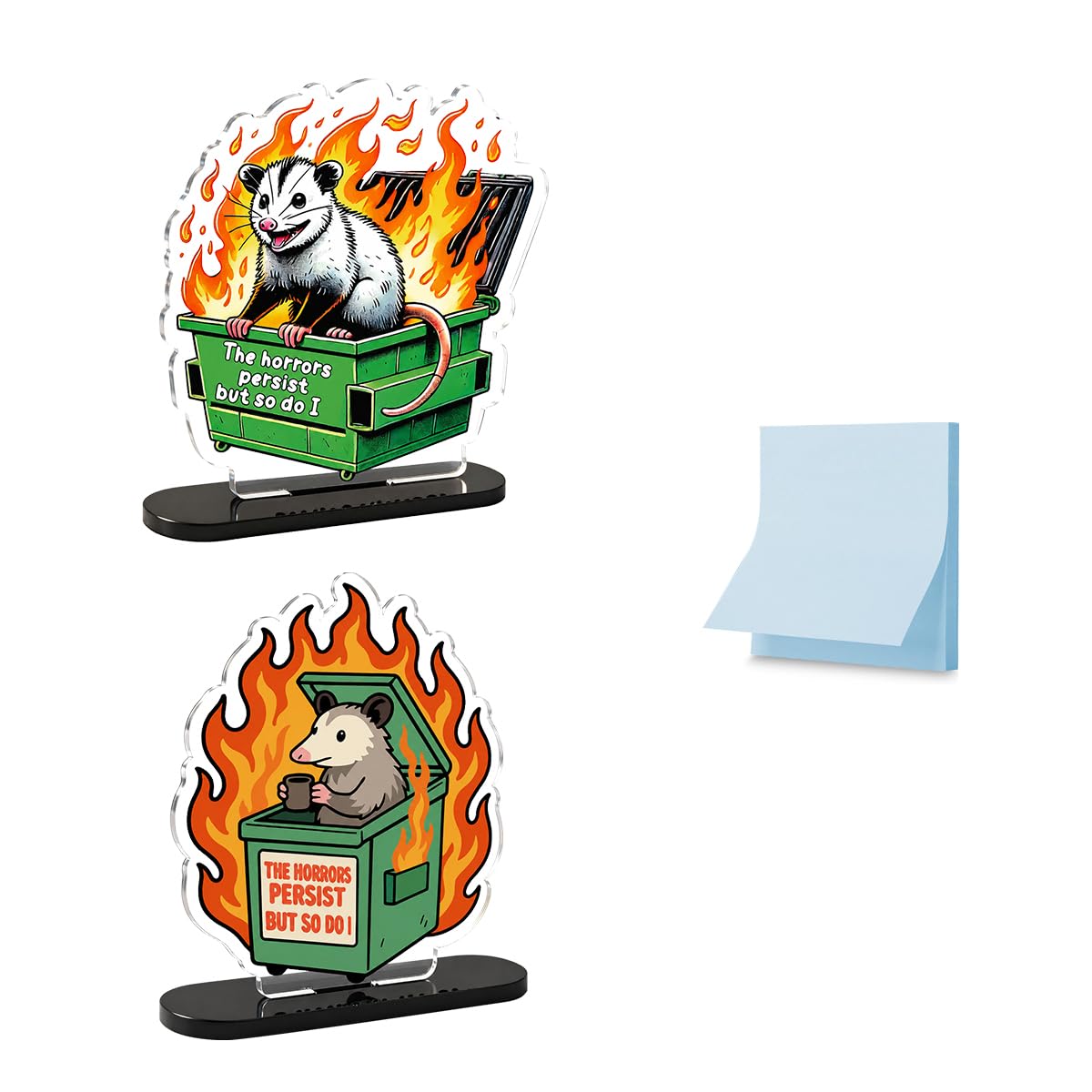 Lot de 2 supports de bureau avec 100 notes adhésives bloc mémo et porte-message 0601