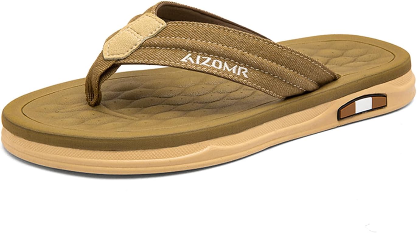 Mens Sandals Arch Support Comfortable Beach Slides with Adjustable Buckle Straps Slippers for Men