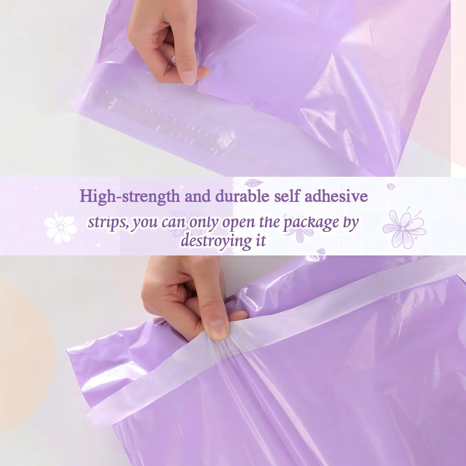 Outus Lot de 240 enveloppes d'expédition autocollantes de tailles variées en polyéthylène - 6 tailles assorties - Imperméables et indéchirables - Pour vêtements, livre, cadeau (violet)