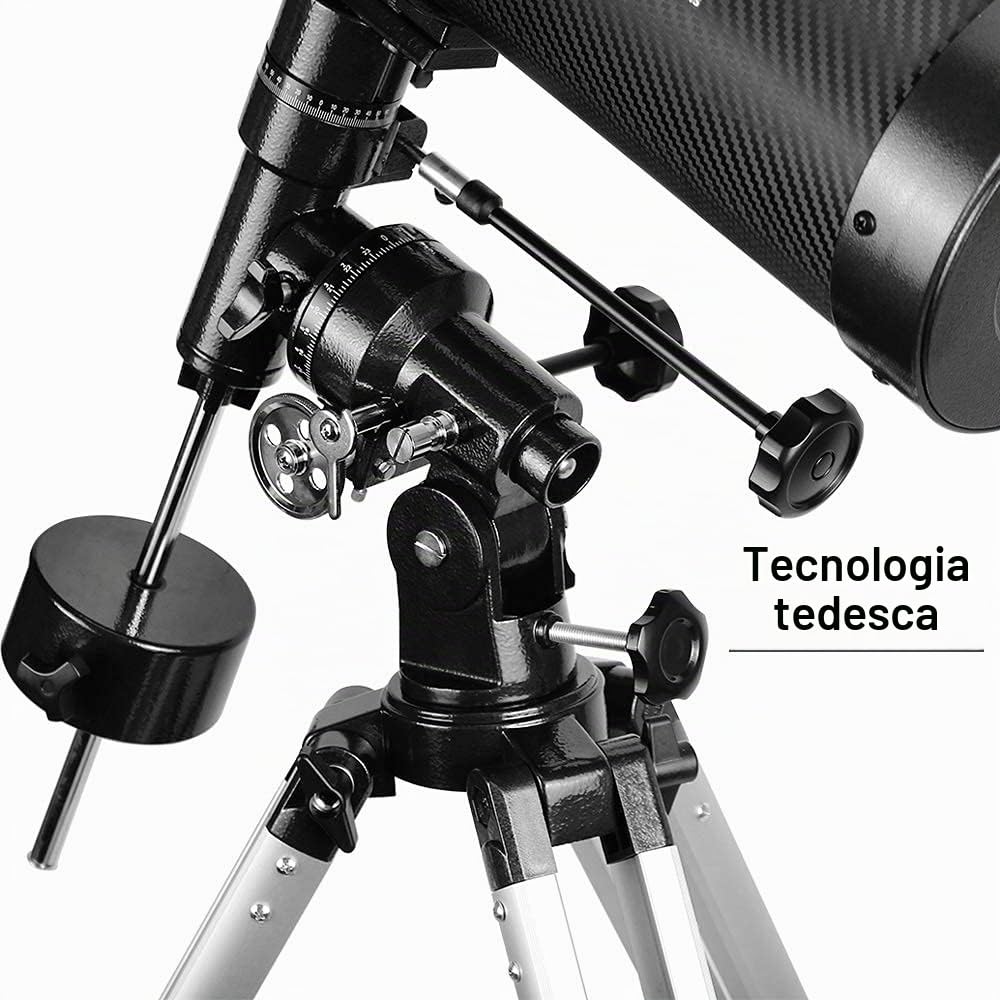Telescopio riflettore newtoniano 130EQ per adulti, telescopi professionali per adulti astronomia, viene fornito con adattatore per smartphone con obiettivo Barlow 1.5X e filtro luna T 13%