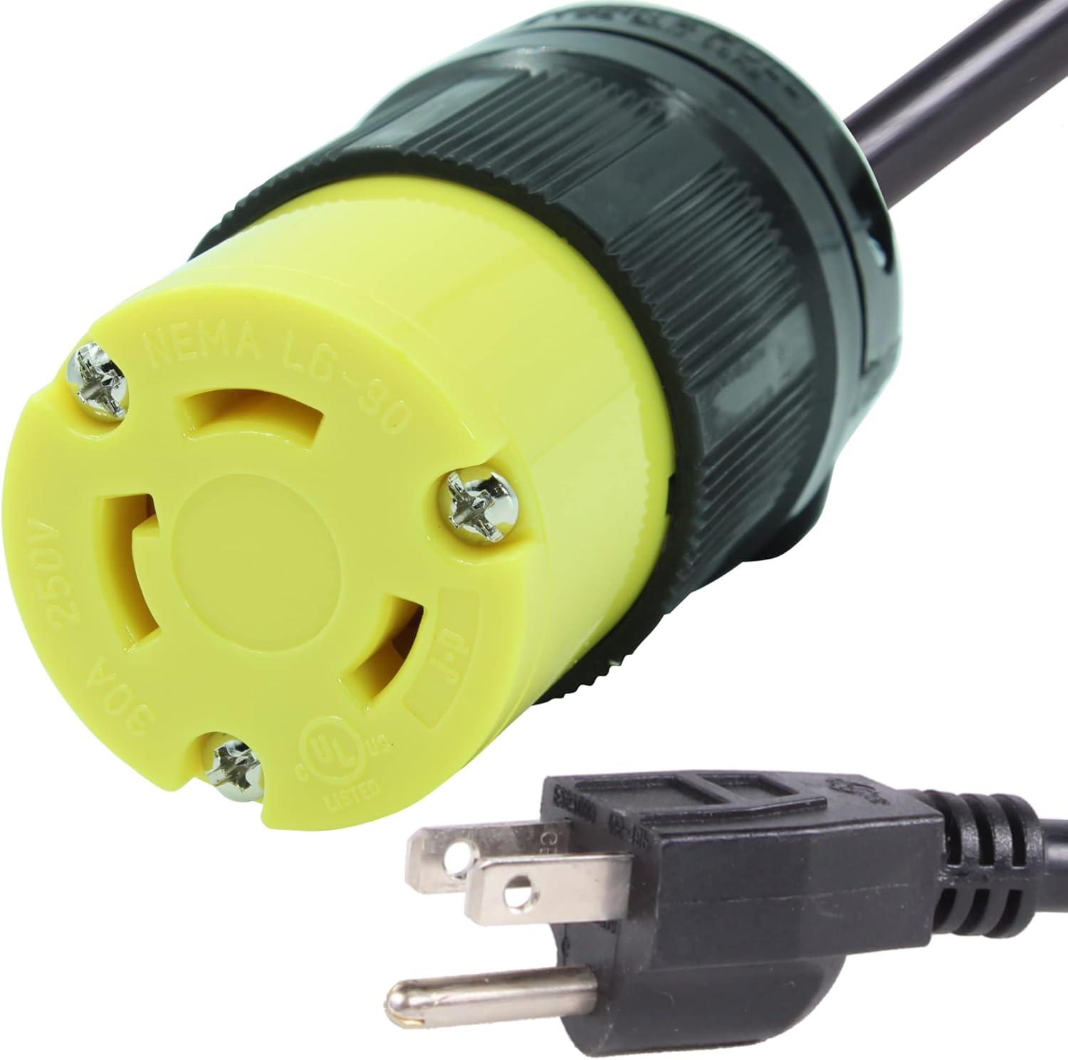 Pigtail 220V to 110V Outlet Adapter 2FT or 10FT for Plasma Cutters, Welders. Plug into Standard