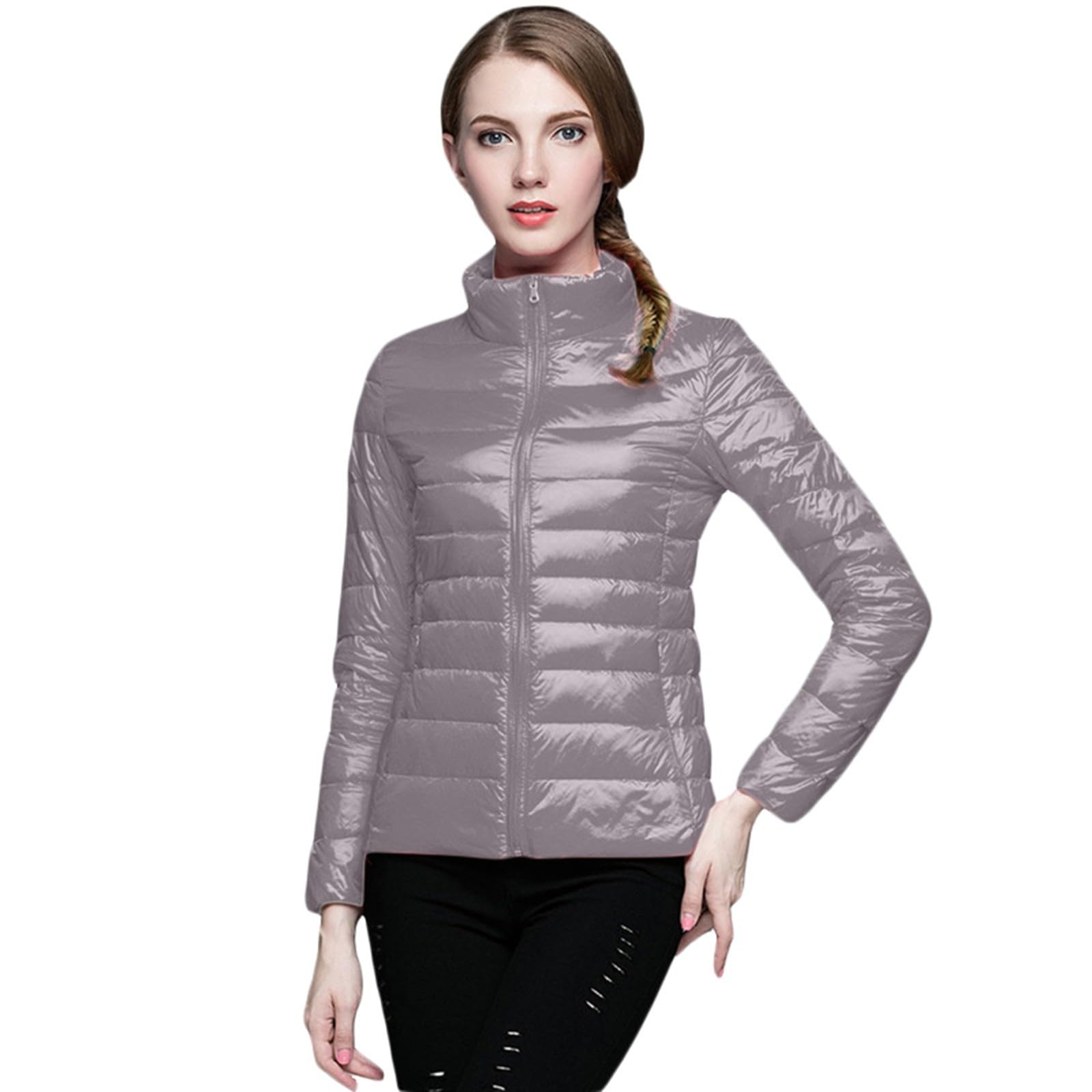 Générique Doudoune blanche légère grande taille, couleur unie, décontractée, sans capuche, vêtement d'extérieur chaud et élégant