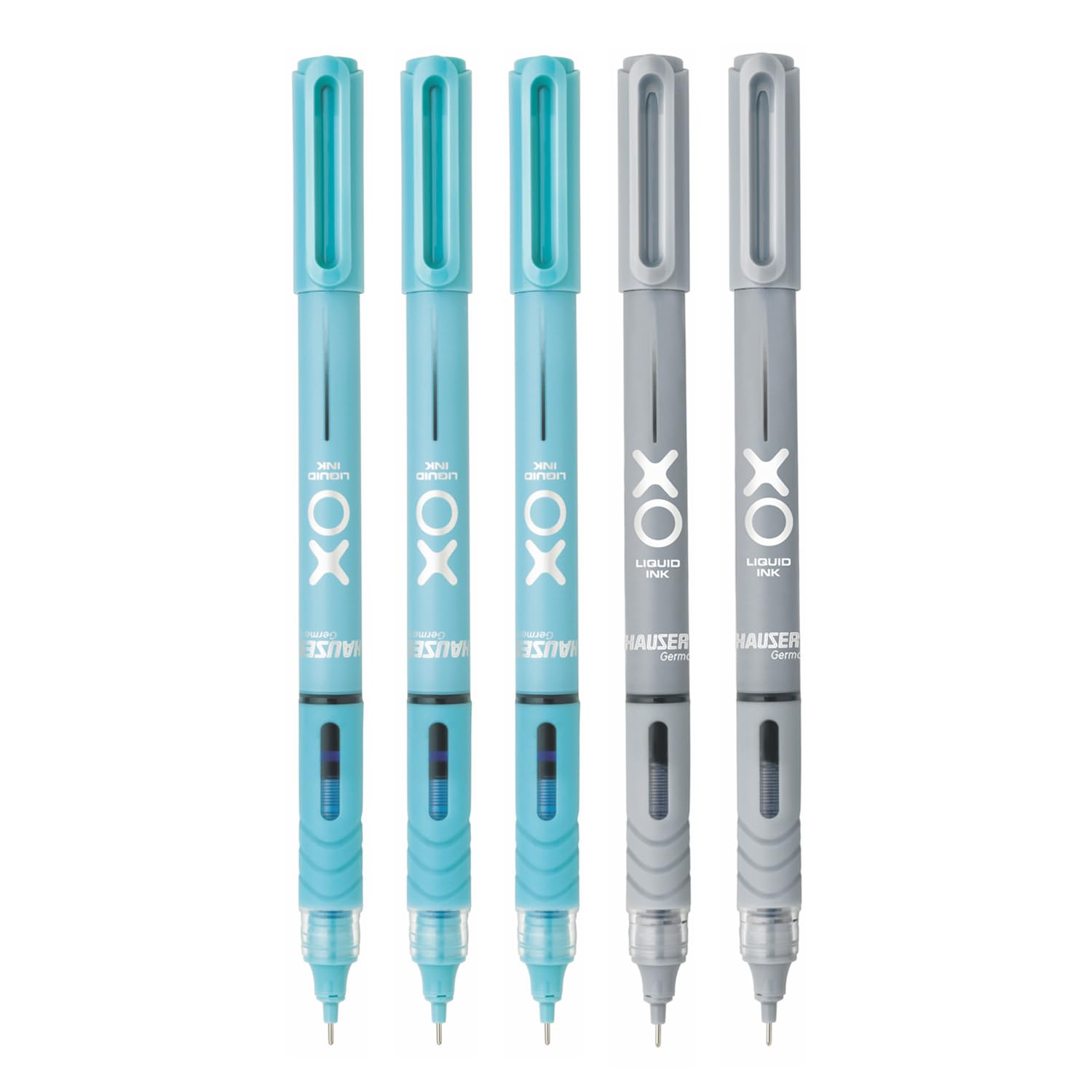 Hauser XO Liquid Ink Roller Pen | Needle Tip For Smooth & Consistent Ink Flow | Fitted with Controlled Ink Flow System & Rubberized Grip | 3 Blue & 2 Black Ink (B0D9P3LSG2) Amazon Price History, Amazon Price Tracker