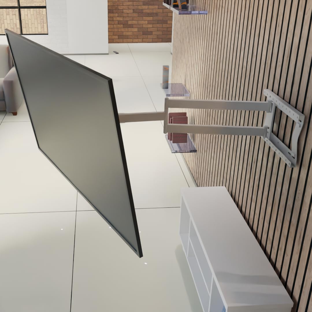 XTRARM TiTon 120 cm, supporto TV a parete, girevole, ruotabile, 40kg, VESA max.400x400mm bianco