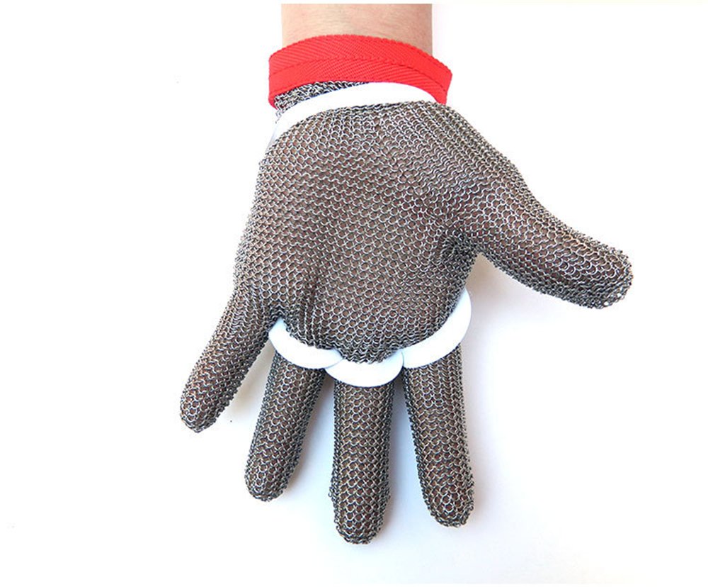 Inf-way 304L Brushed Stainless Steel Mesh Cut Resistant Chain Mail Gloves Kitchen Butcher Working Safety Glove 1pcs (Large) by Inf-way