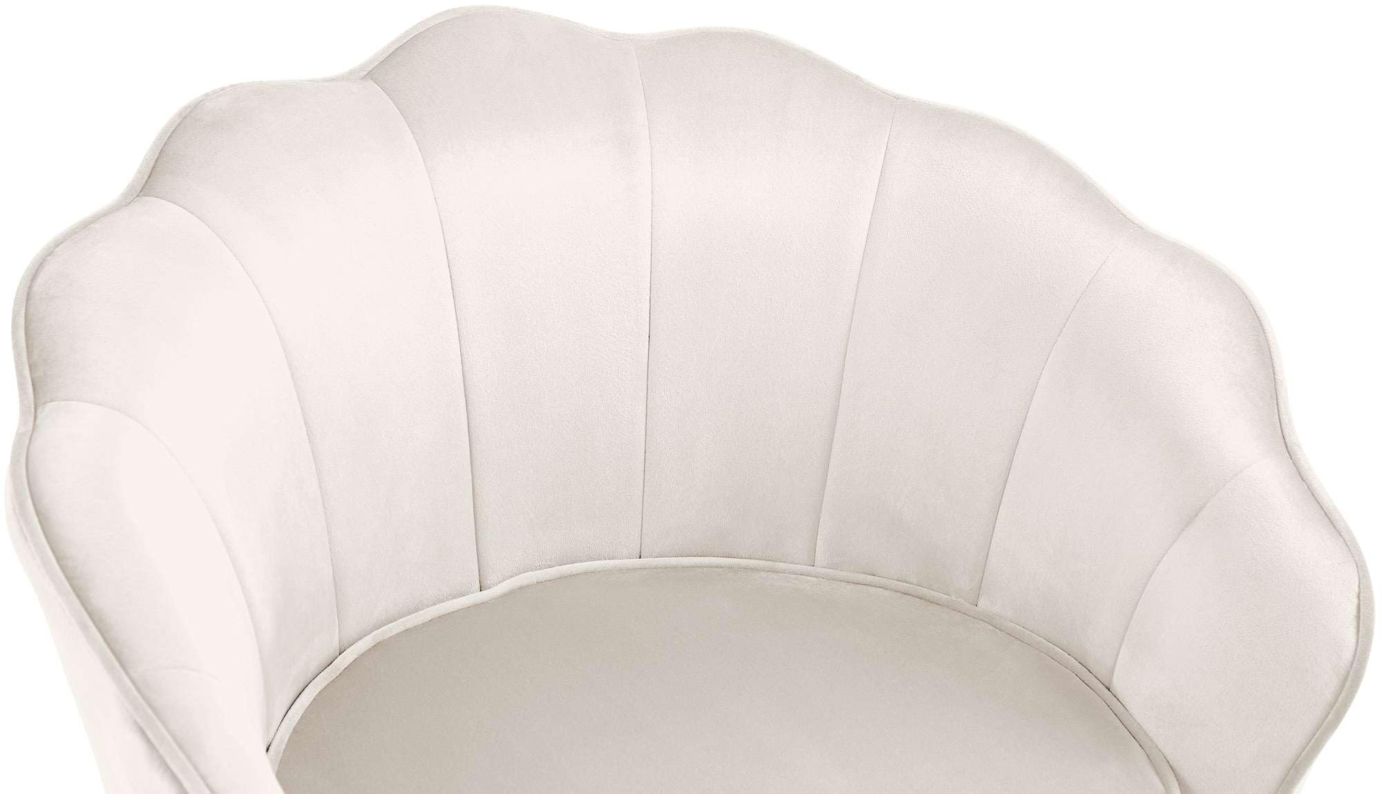 CLP Sessel Rosita I Polsterstuhl Mit Samt-Bezug I Gold-Farbiges Metallgestell, Farbe:Creme