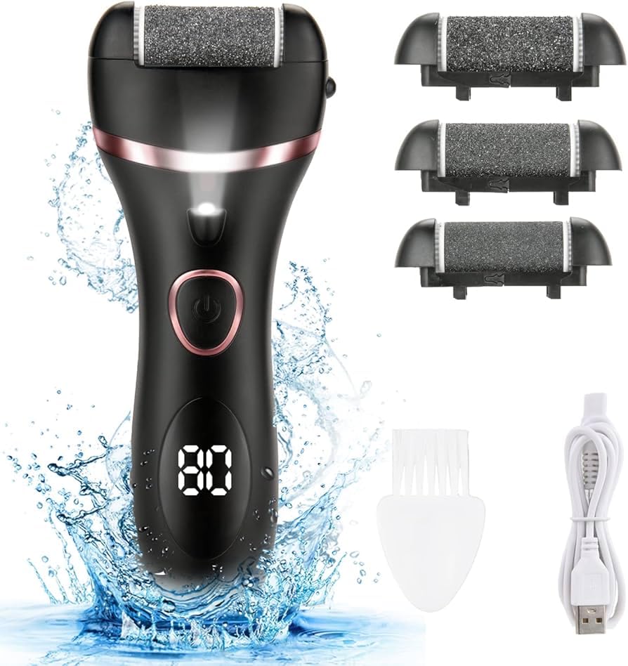 Image of MORTON DAVIES Rechargeable Callus Remover For Feet | Foot Filer Scrubber For Dead Skin | 3 Roller Heads For Dead Skin Removal | Pedicure Machine