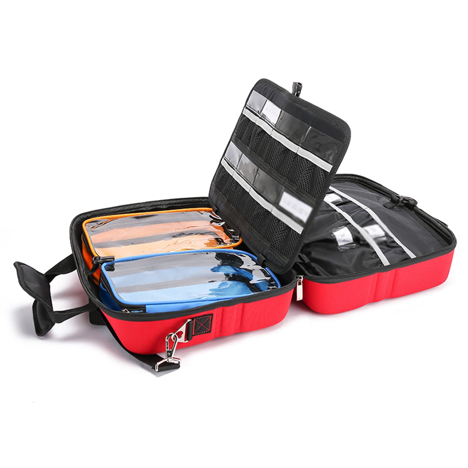 Borsa di pronto soccorso, kit professionale con scomparti multipli per assistenza domiciliare, viaggi o eventi di emergenza, blu navy, 27*20*15cm