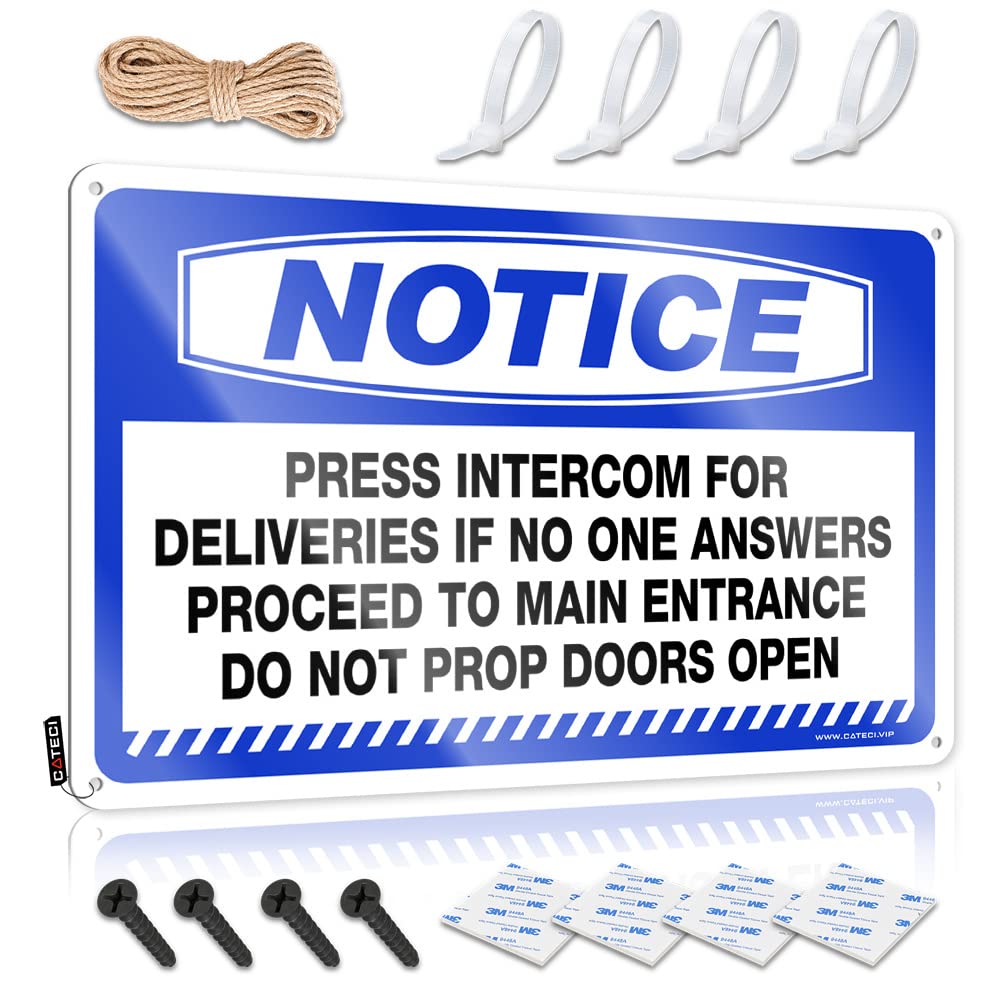 Bar Metal Tin Sign Notice Press Intercom For Deliveries If No One Tin Sign Door Decorations For Bedroom Signs For Room(20X30CM)