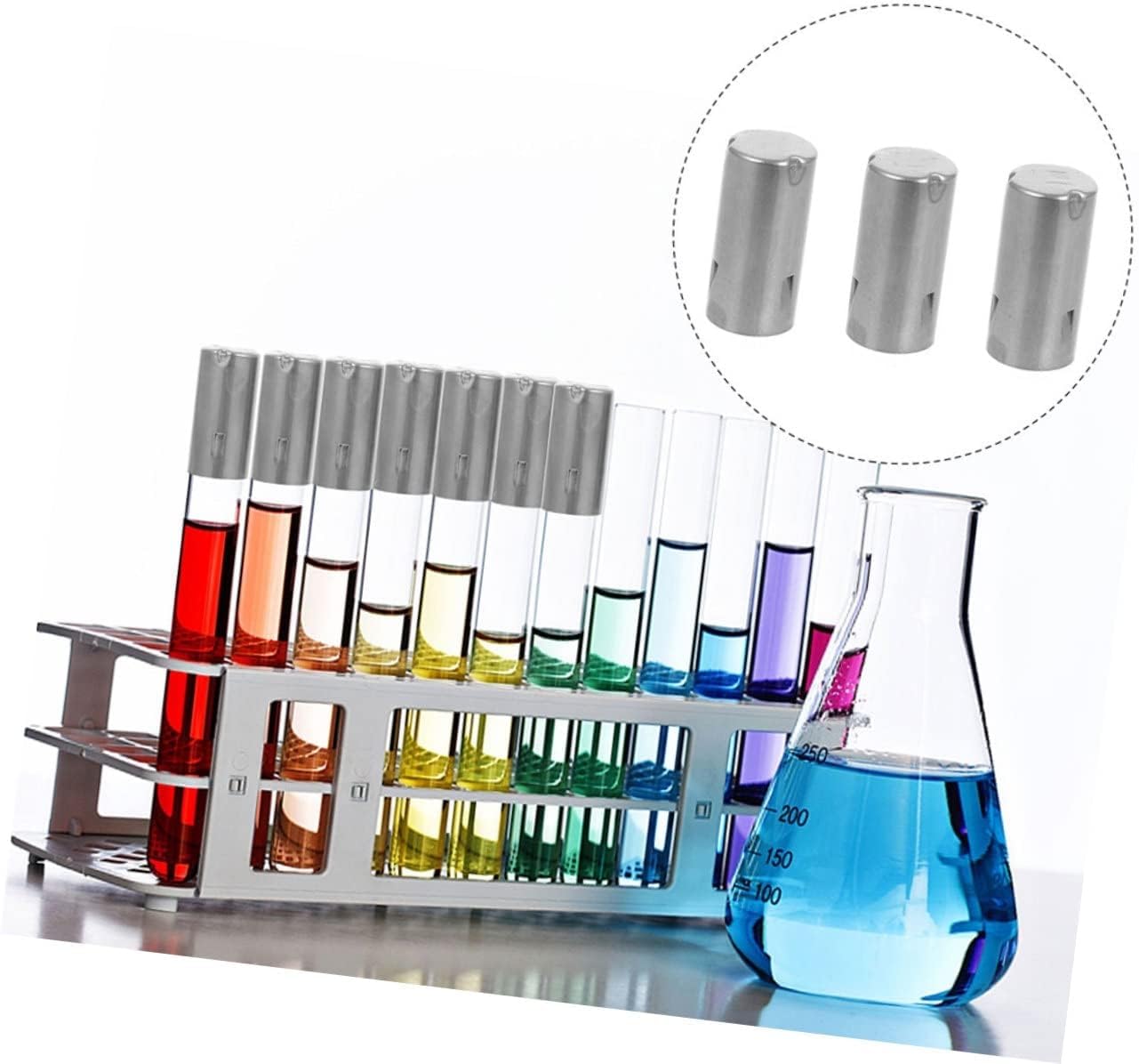 Tappi for provette in acciaio inossidabile di alta qualità - Confezione da 10, adatti a provette da 13-30 mm, forniture da laboratorio durevoli(30# for 30mm Test Tube)