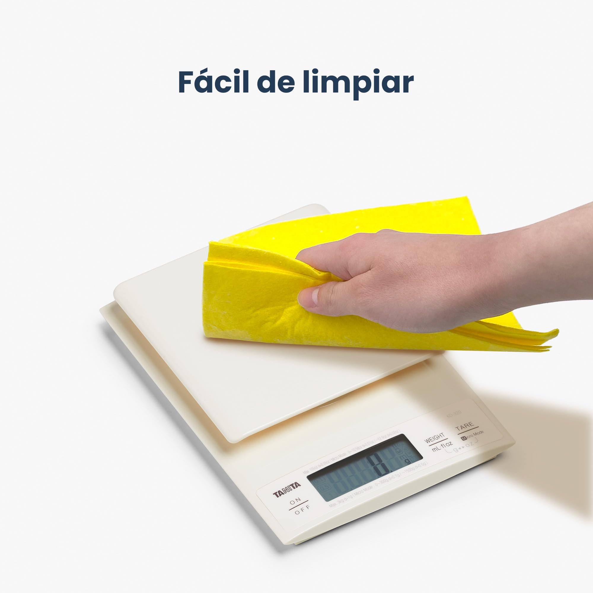 Tanita KD-320 Báscula digital de cocina, 3 kg, acero inoxidable, crema, LCD