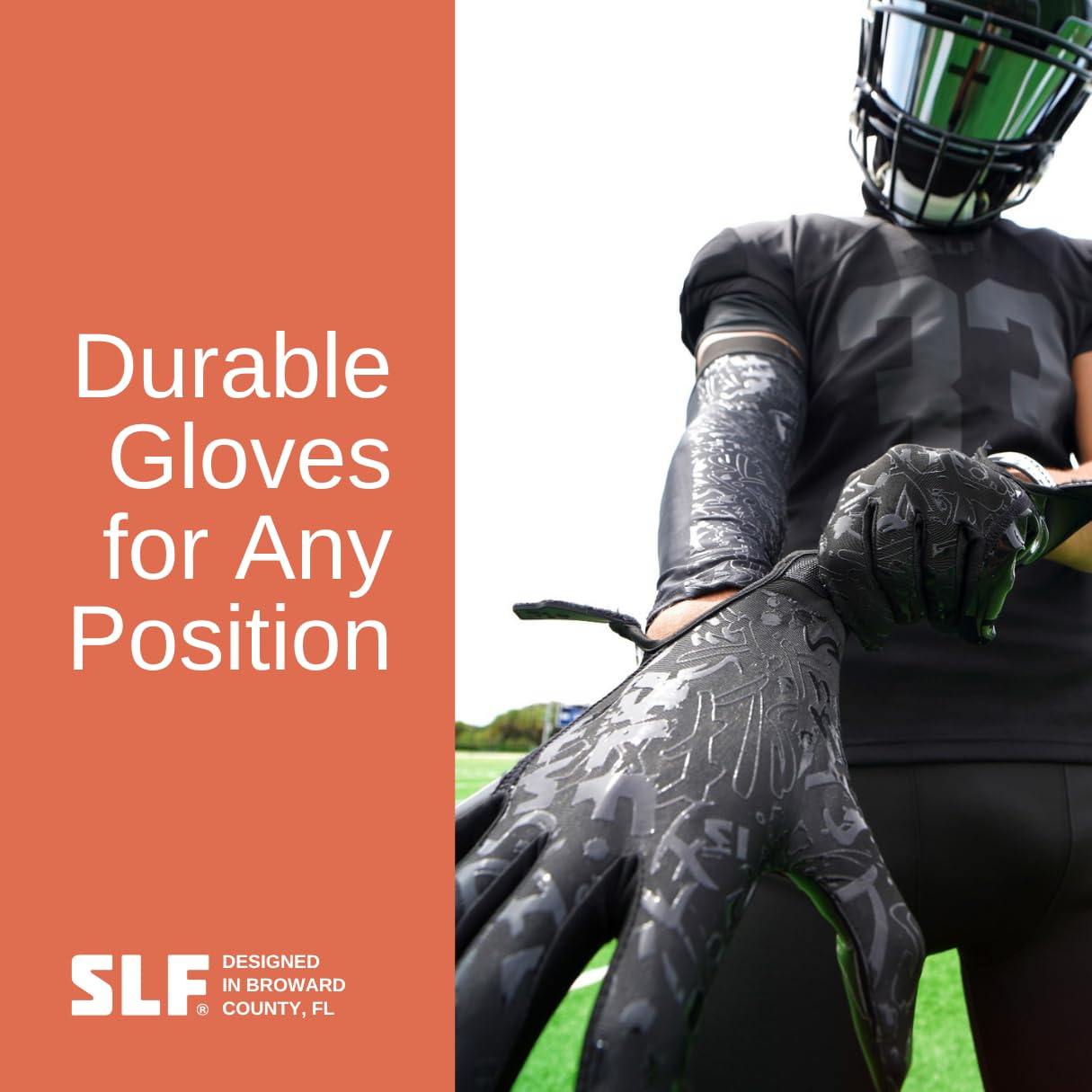 SLEEFS Football Gloves, Black Sticky Receiver Flag Football Gloves for, Adult Men or Women, Stretch Fit, No Slip, Perfect Grip, Machine Washable, Small : Sports & Outdoors