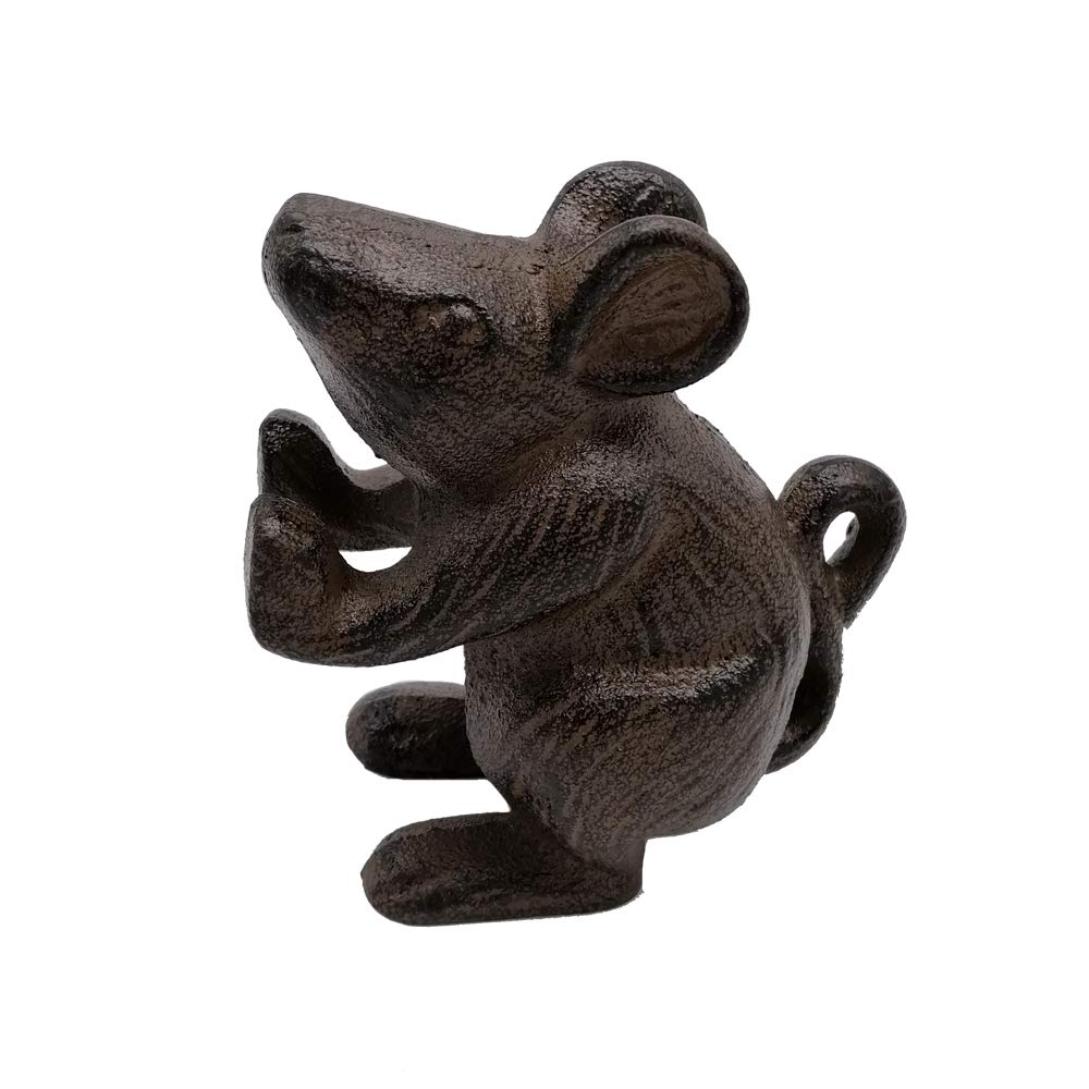 Comfy Hour Antique and Vintage Animal Collection Cast Iron Mouse Multifunction Door Stopper in Brown Color, Heavy Duty, Decorative One