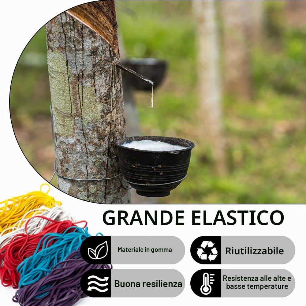200 Pezzi Grandi Elastici Ufficio 180X3 mm Colorati Elastico Gomma | Grande Diametro Elastici Gomma Rosso Bianco Blu Giallo Viola per Scuola Ufficio e Domestica Organizzazione dei File