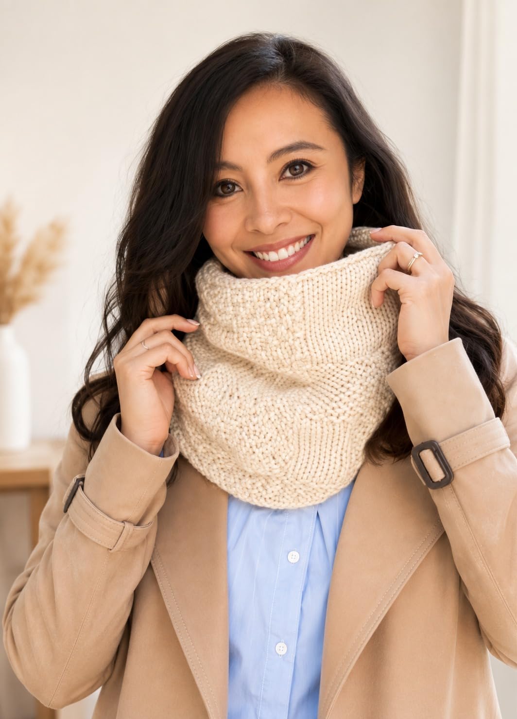 We Are Knitters Stichproben-Strickset, Anfängerfreundliches Strick-Starter-Set mit Baumwollgarn, lernen Sie wichtige Stiche und machen Sie Ihren ersten Schlauchschal