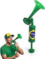 Buzina Corneta Marítima Vuvuzela 25cm Brasil Para Torcida, Eventos, Celebrações Patrióticas Futebol Estádio Olimpíadas Som Potente, Leve e Resistente Fácil Transporte