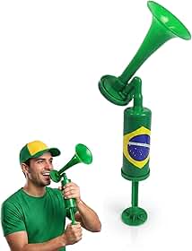 Buzina Corneta Marítima Vuvuzela 25cm Brasil Para Torcida, Eventos, Celebrações Patrióticas Futebol Estádio Olimpíadas Som Potente, Leve e Resistente Fácil Transporte