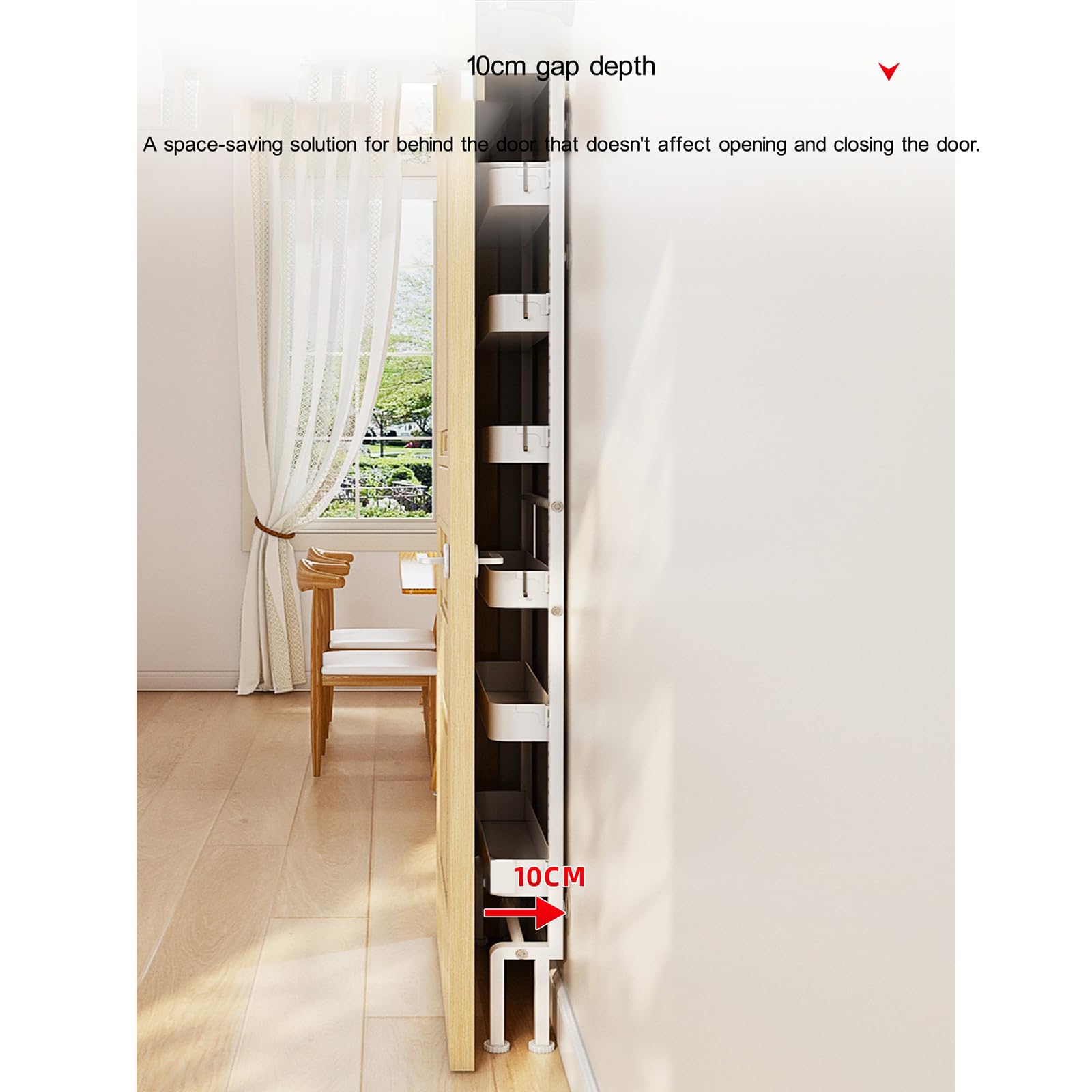7-Tier Wand-Gewürz regal, Küchen regal, verstellbar, verdickte Stütz säulen, keine Bohrungen erforderlich. Geeignet für Heim küchen (schwarz).-S