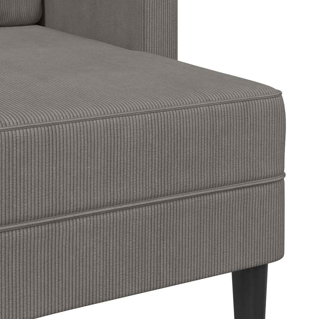 Sofá de 2 plazas con chaise longue en forma de L, color gris claro, 125 cm, sofá esquinero moderno de lino con marco de madera y patas de metal, sofá acolchado para ahorrar espacio en el salón