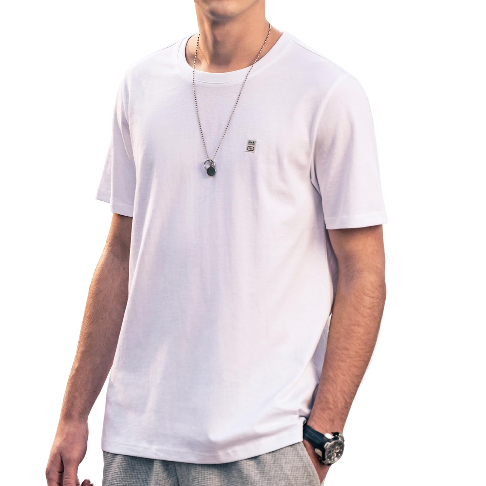 Mens Stripe Short Sleeve T-Shirt Mens Classic Casual Stripe Loose Shirts