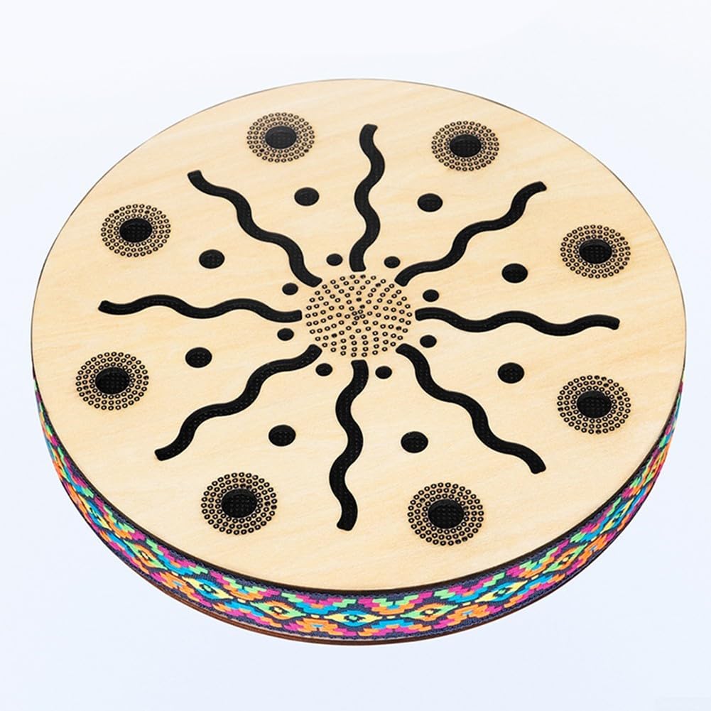Tambour thérapeutique, tambour de mer de 20,3 cm, instrument de percussion ethnique, bois naturel