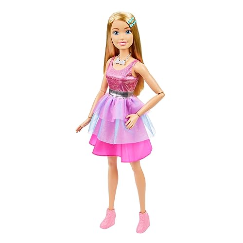 Immagine del prodotto Barbie - La Mia Prima Barbie, Barbie Grande Amica, alta 71 cm con abito rosa scintillante, collana, fermaglio per capelli e tanti accessori, giocattolo per bambini, 3+ anni, HJY02