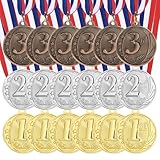 QUARKZMAN Gold Silber Bronze Auszeichnungsmedaillen 5cm 1. 2. 3. Platz Metall Siegermedaillen Mit Halsband Für Mannschaftssport Spiele Partyartikel 18 Stück