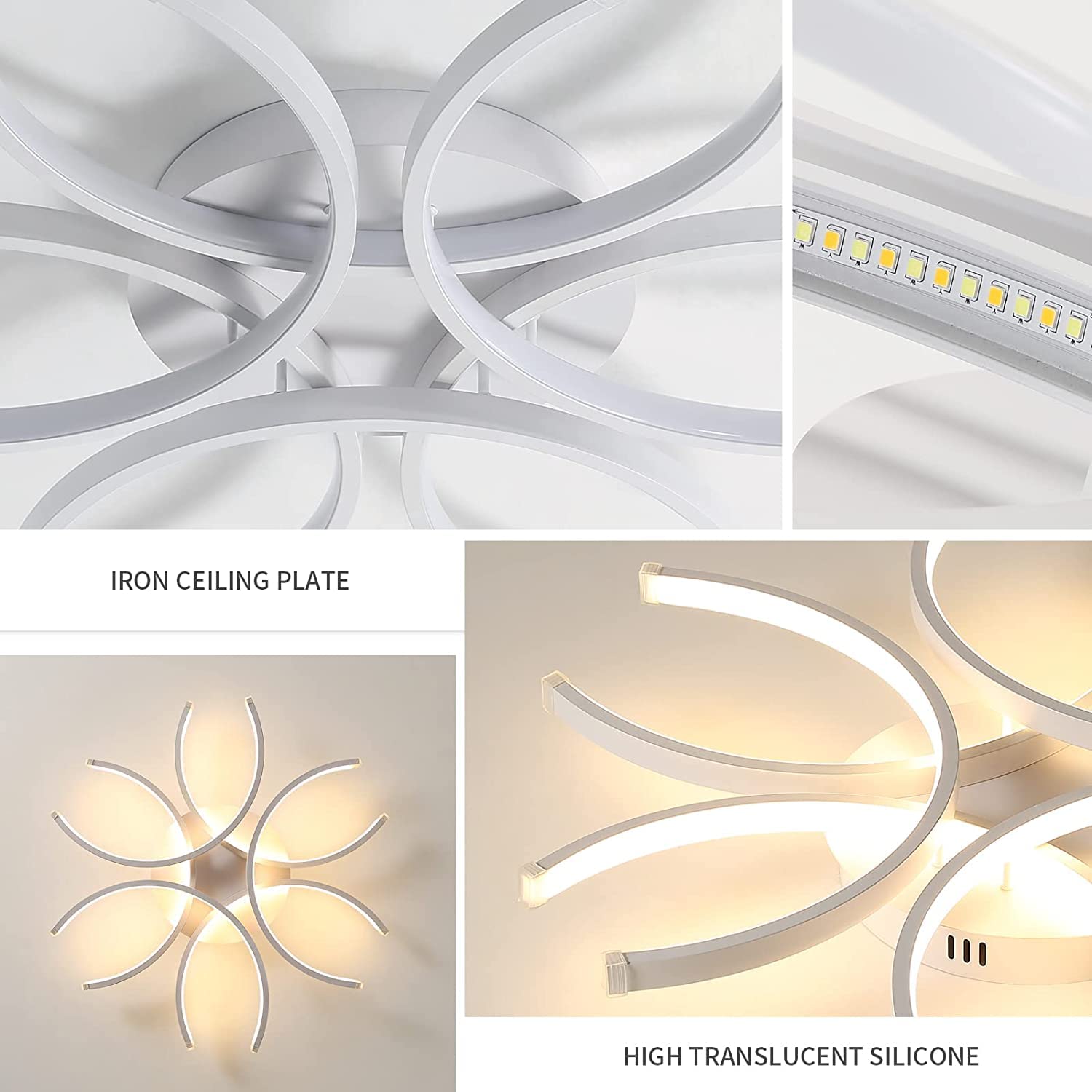 Plafoniera LED Soffitto Moderna, Lampada da Soffitto Dimmerabile da Incasso con Telecomando, Creativo Forma Di Fiore Lampadario per Soggiorno Camera da Letto Sala da Pranzo(80 cm)