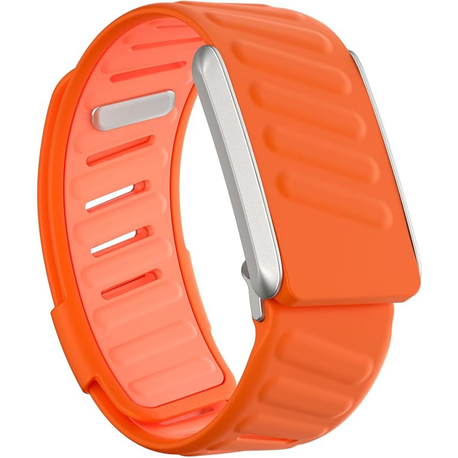 Silicone Wristband Compatible with Whoop 4.0 Band, Comfort Durable Soft Adjustable Silicone Sports Loop Strap for Men & Women, with U Shapped Connector Orange