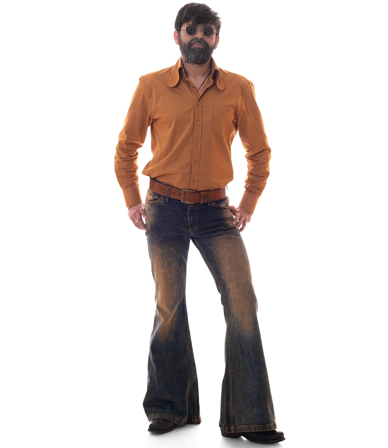 COMYCOM Jeans a Zampa da Uomo con Lavaggio Dirty Star Red County