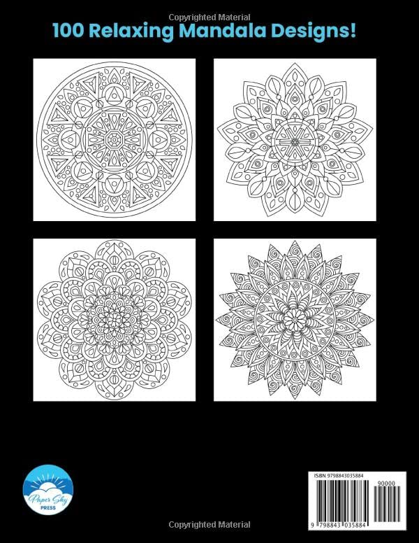 Image of 100 Mindful Mandalas Coloring Book, 100 Mandala Designs: Adult Coloring Book with 100 Beautiful and Relaxing Mandalas for Stress Relief