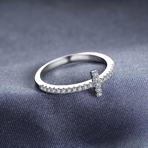 Image of JewelryPalace 14k White Yellow Rose Gold Plated 925 Sterling Silver Rings for Women, Cubic Zirconia Promise Rings for Her, Stackable Wedding Bands Rings for Women Infinity Forever Love Knot Ring