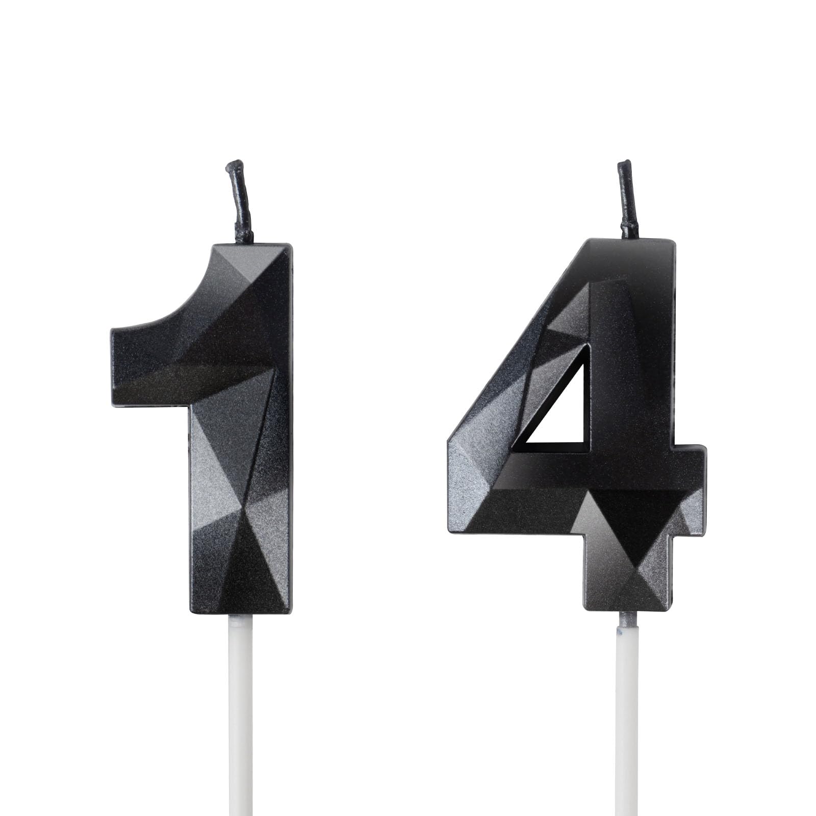 Number 14 Candles,14th Birthday Candles,Black Happy Birthday Candle for Cake,3D Design Cake Topper Decorations for Boy Men Pet Birthday Party Wedding