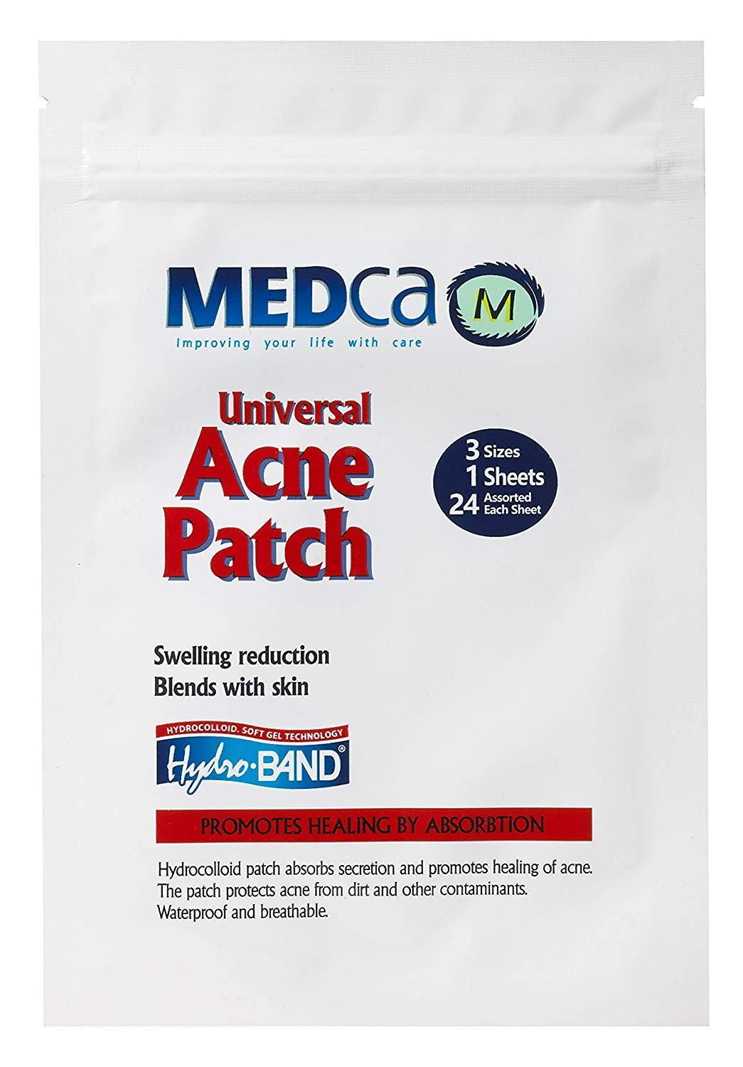 MEDcaAcne Pimple Patch Absorbing Cove 24 Count 3 Sizes