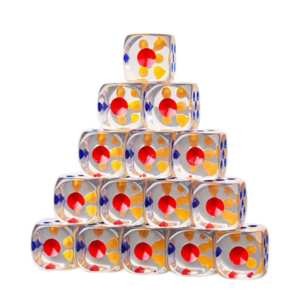Juego de 50 piezas de 6 caras W¨¹ Rfel Set, 16 mm acrílico transparente W¨¹Rfel for ¹r DND, RPG, Tenzi, Yahtzee, Juegos de mesa, enseñanza de matemáticas