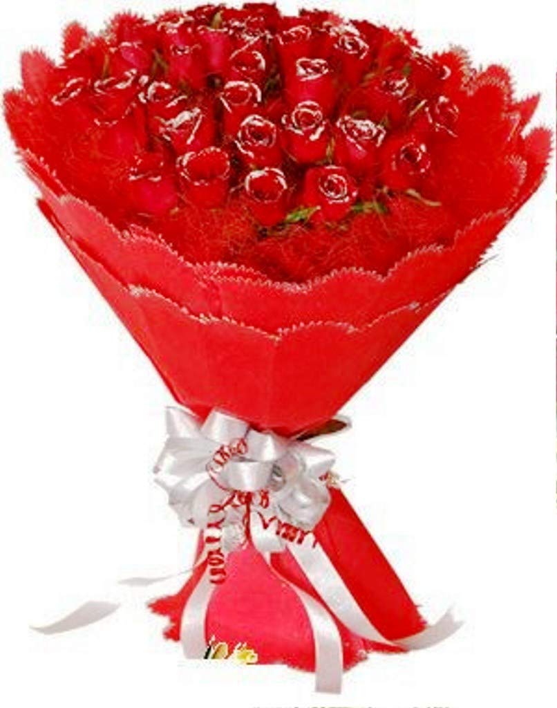Special Bunch of 21 Roses Fresh Flowers in Red Paper Packing || TFM-image-10