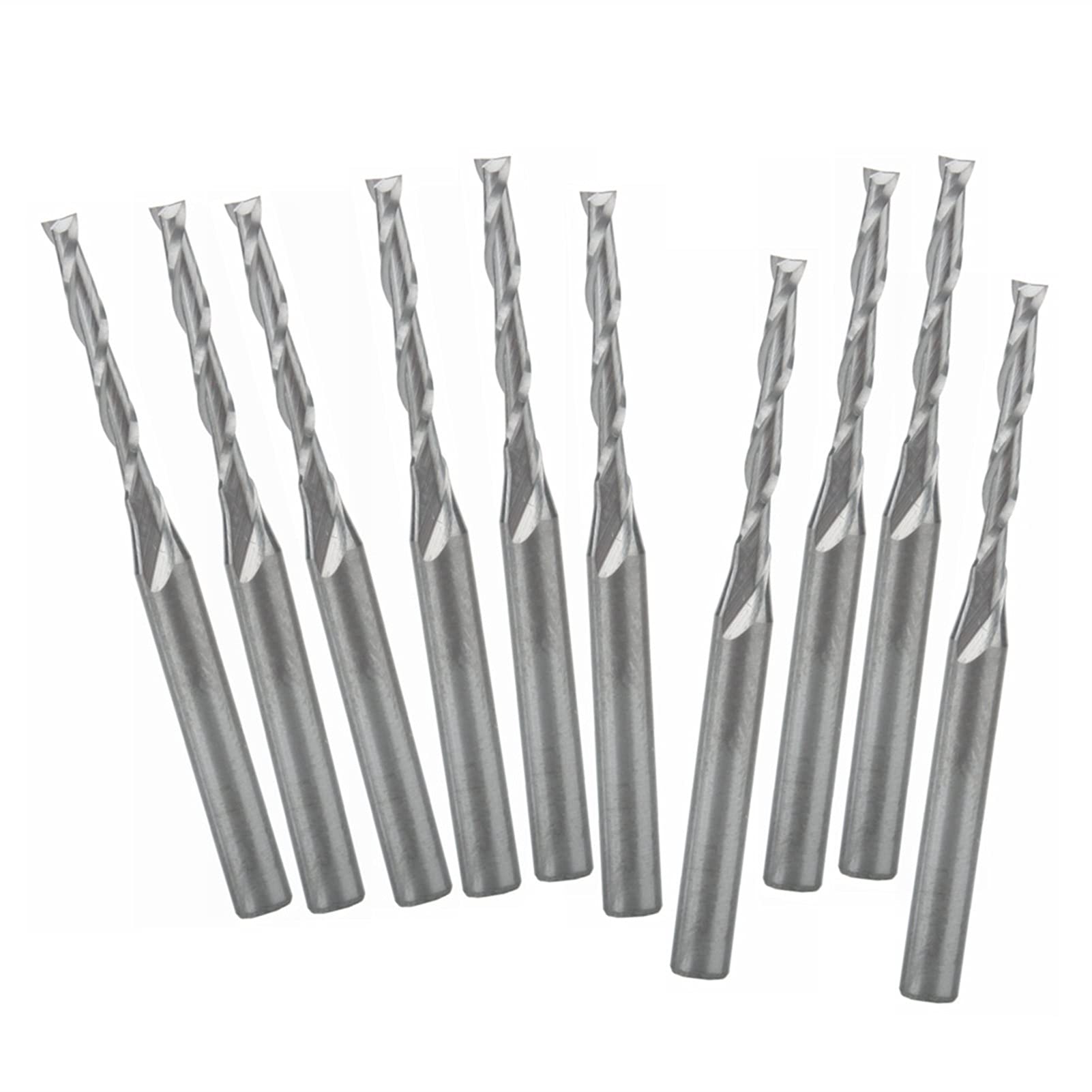 BERWENNY 10pcs 3.175/2/15mm CNC Double Flutes End Milling Cutter Router Bit Cutting Tools
