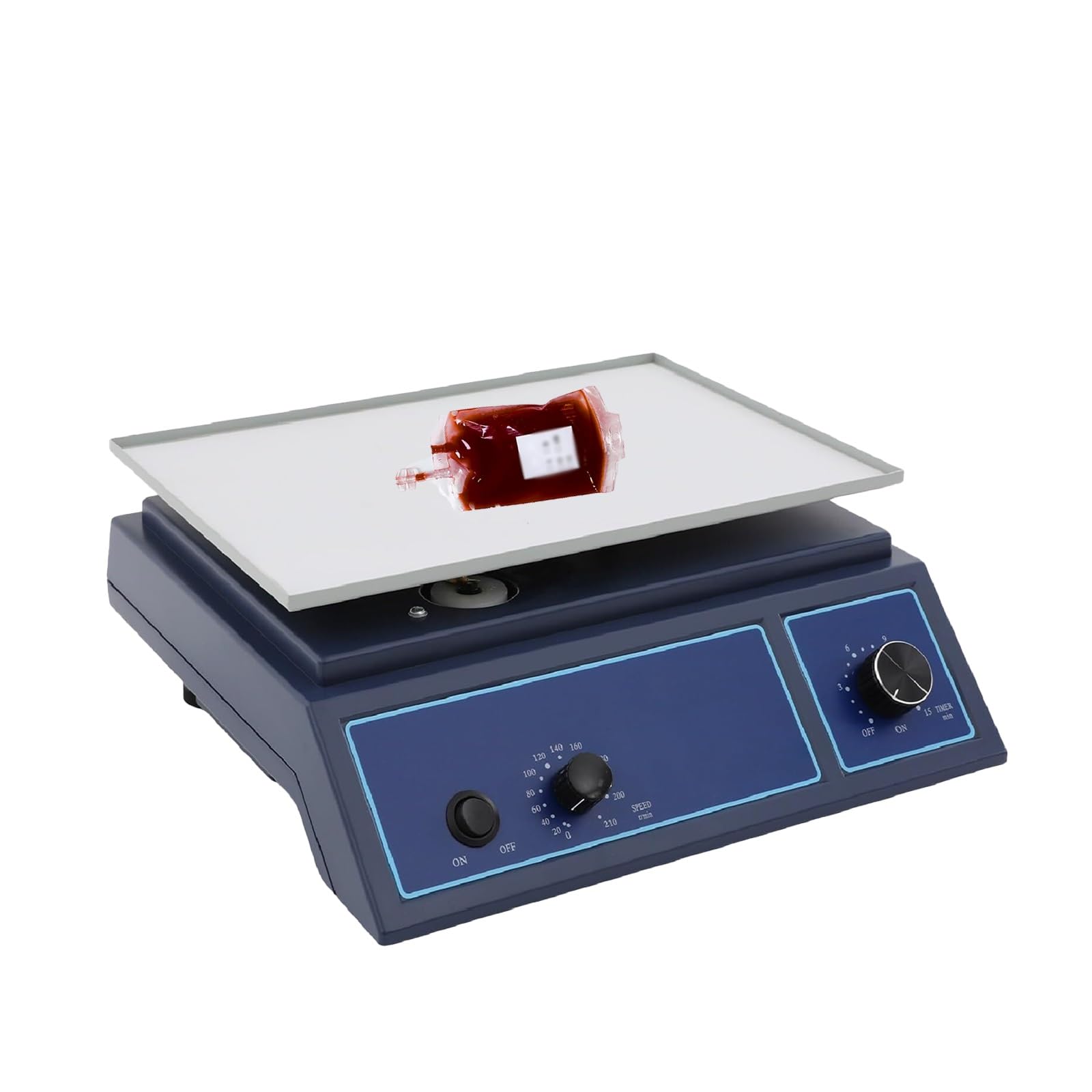 Agitador orbital de laboratorio, velocidad ajustable de 0 a 210 RPM, temporizador de 1 a 15 minutos, capacidad de 1 kg, ideal para la escuela y la investigación científica