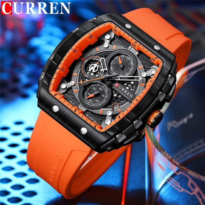 Image of Men's waterproof chronograph watch with silicone strap, 8442
