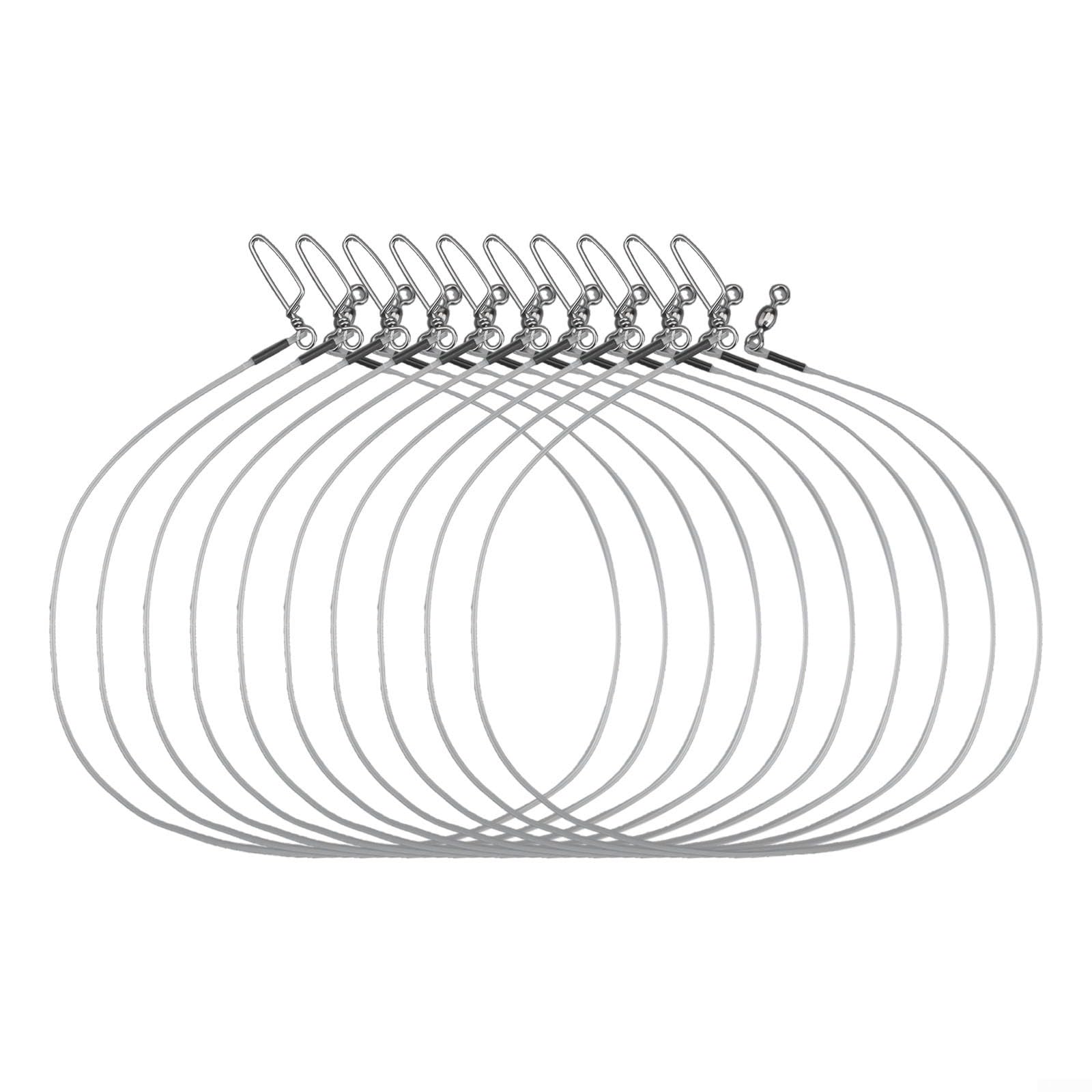 Lot de 12 bas de ligne de pêche en fluorocarbone de 9 à 36,3 kg avec émerillon, fil solide et invisible pour eau douce et salée