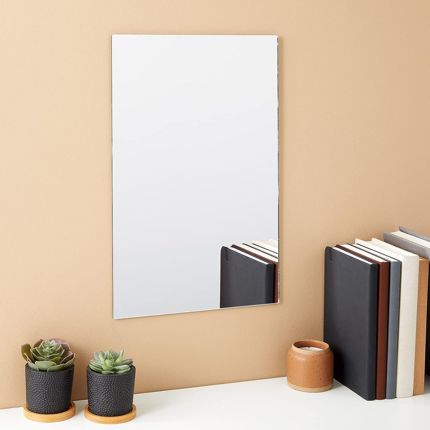 Art Street Rectangle Shape Adhesive Mirror Sticker for Wall on Tiles Bathroom Bedroom Living Room for Home, Size: 8x12 Inch