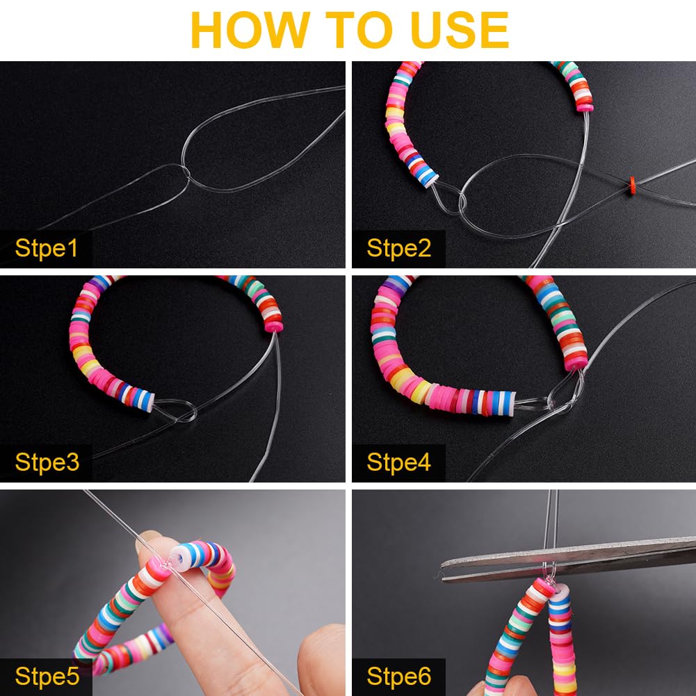 Filo Elastico Per Braccialetti 1mm - 4 Rotoli Da 8m Con Forbici Per DIY E Craft - Foto 2