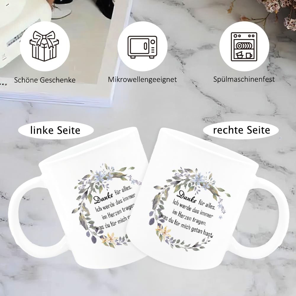Dankeschön-Geschenk Für Erzieherin Oder Lehrer – Keramik-Tasse Mit Spruch „Danke Für Alles“, 400 Ml, In Marmor-Optik Mit Geschenkbox
