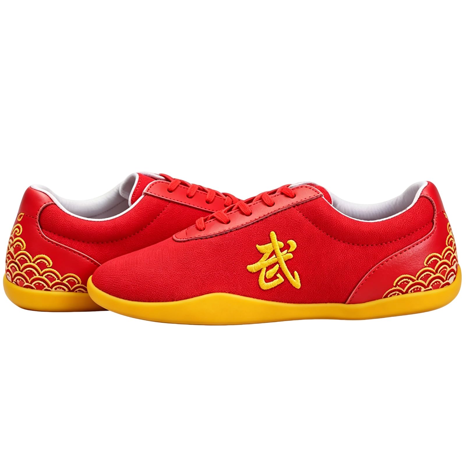 Zapatos de Tai Chi para Hombre en color rojo con suela blanda para entrenar artes marciales