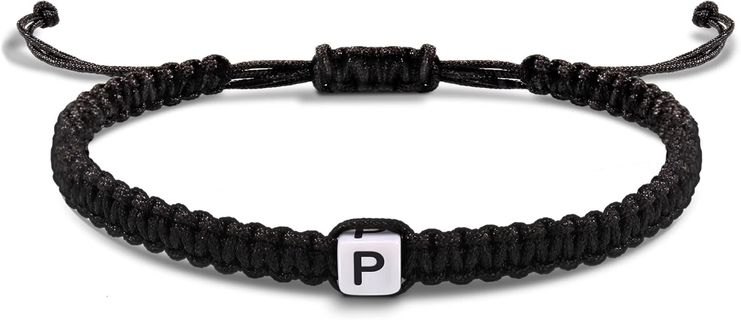 Initial Bracelets for Women Men Gifts for Her Teen Girl Best Friend Birthday Graduation Dainty Braided Bracelets Letter A-Z Charm Adjustable Link Mother's Day Jewelry Mom Christmas Gifts Valentine's Day Jewelry