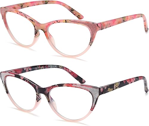 Miniatura 9 de YTDBNS Gafas de lectura de ojo de gato para mujer, paquete de 2 lentes de lectura ultraligeras con bloqueo de luz azul para computadora, reducen la